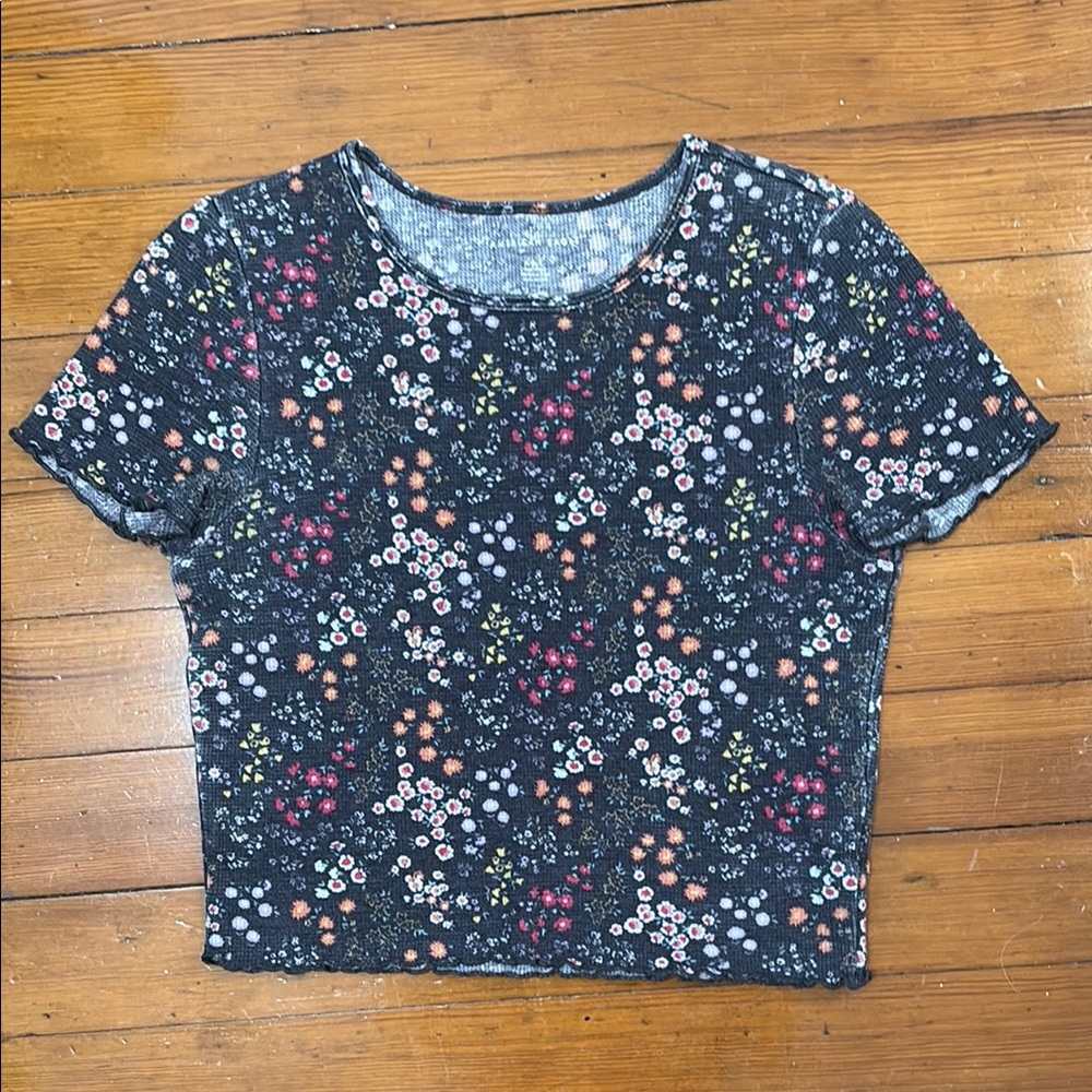 American Eagle Outfitters Blue Cropped Fitted T-Shirt